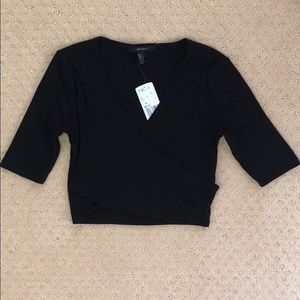 Forever 21 Black Wrap Crop Top (M) *NEW*